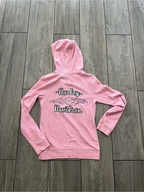 Harley-Davidson Pink Pullover Hoodie with Script Back Logo